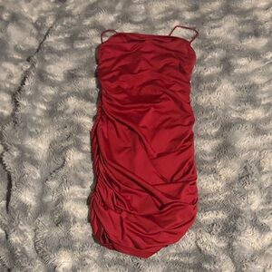 Elegant Red Ruched Dress